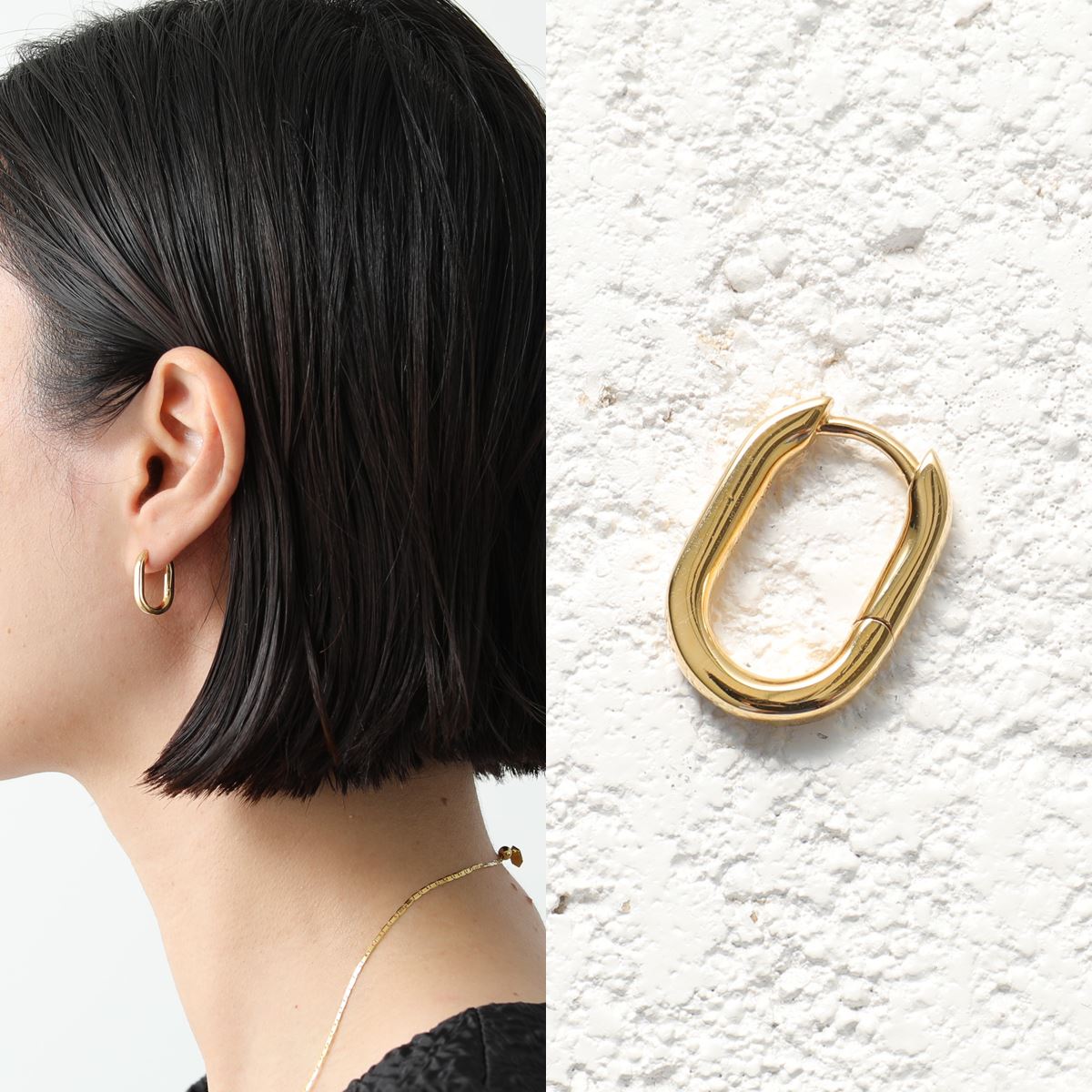 MARIA BLACK マリアブラック フープピアス Slick Huggie Pierced Earring スクリックハギー 100852YG レディース 片耳販売 silver925 GoldH