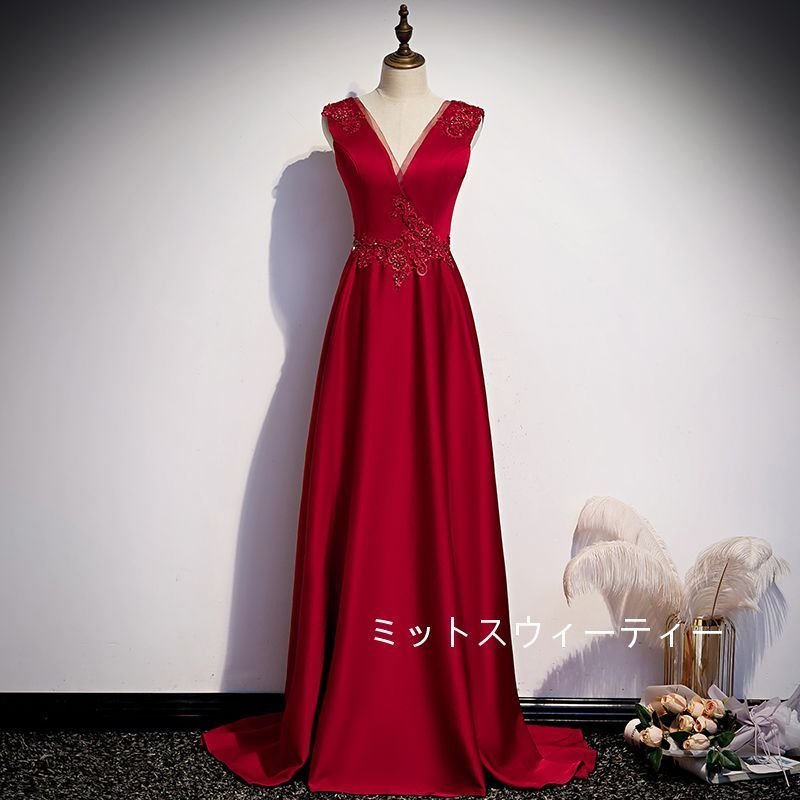 カラードレス ロング 安い イブニングドレス 二次会 Ａライン パーティードレス 演奏会 花嫁 フォ