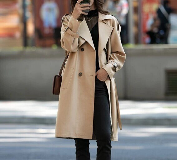 アウター コート トレンチコート アウターレディース ロングコート コートレディース 春アウター 秋アウター トレンチ 定番 シンプルデザイン ミディアム丈 ダブルボタン ロング ベージュ ブラック