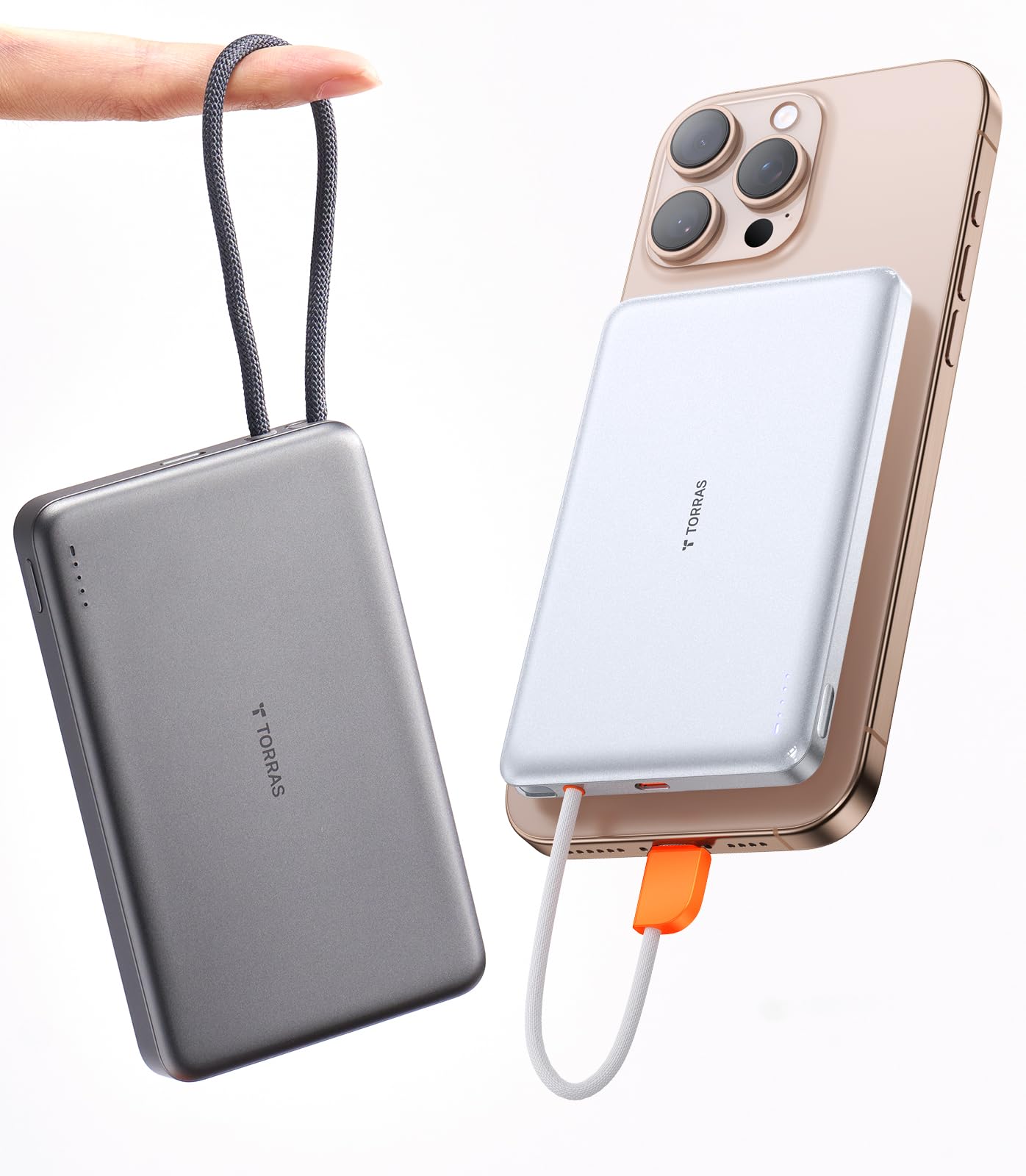 【次世代マグネット搭載】TORRAS モバイル バッテリー タイプC 10000mAh 22.5W急速充電 PD3.0対応 ケーブル内蔵 携帯充電器 パワーバンク 軽量 小型 PSE認証済み 両台充電