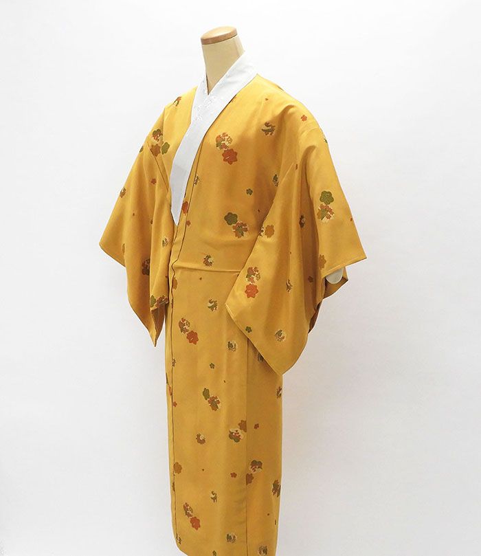 長襦袢 正絹 未着用超美品 四季花蝶々千鳥模様 身丈131cm 裄丈63.5cm 未使用 新古品 着物 i4015