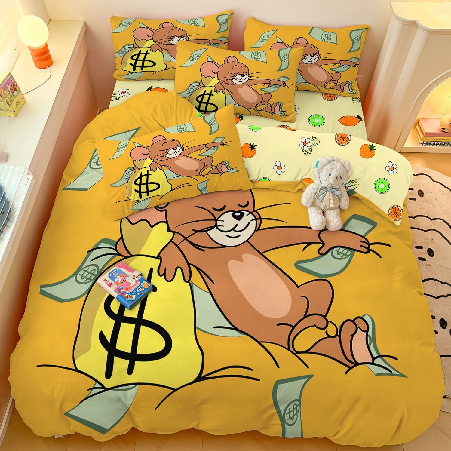 アニメ猫とネズミの純綿寝具四点セットの学生寮の寝室の子供部屋は快適で多く使われています