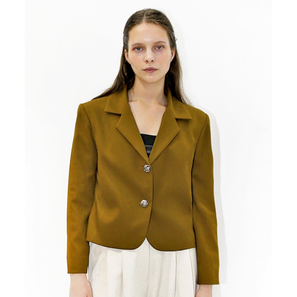DAMAGE MNEMONIC ツーボタンキャメルクロップジャケット_ Two Button Camel Crop JK