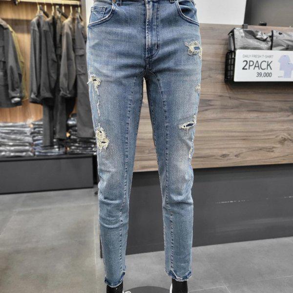 男性 WK スリムバギーフィット デニムパンツ-DG