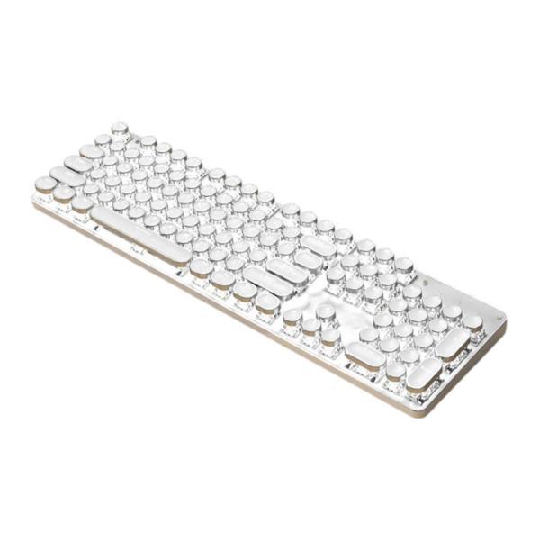 メカニカルキーボード ゲーミングキーボード 明るさ調整可能 タイプライタースタイル 有線レトロコンピュータキーボード ゲームやオフィス用 ラ