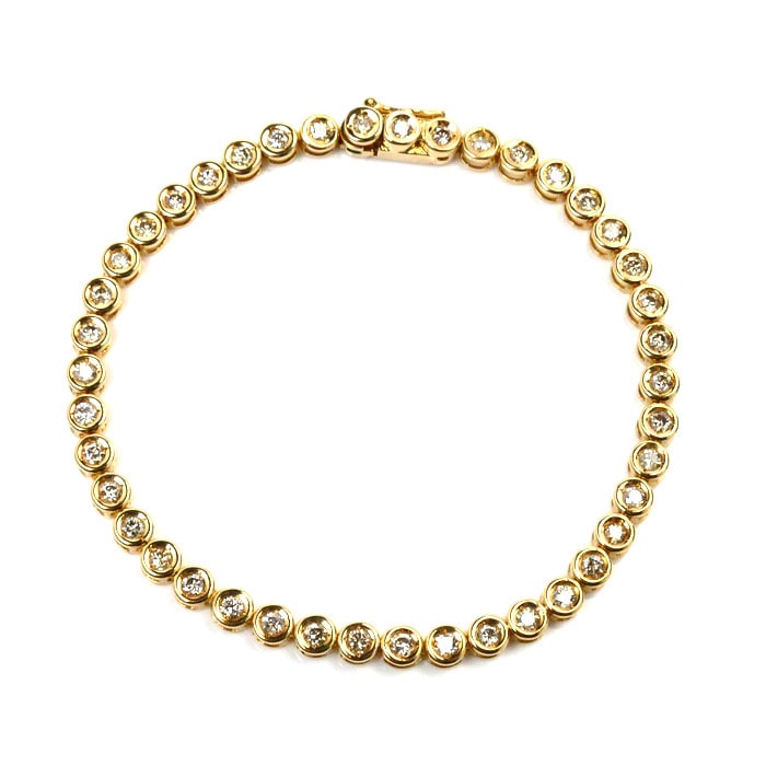 K18YG イエローゴールド テニス ブレスレット ダイヤモンド2.00ct 11.4g 18cm レディース 中古