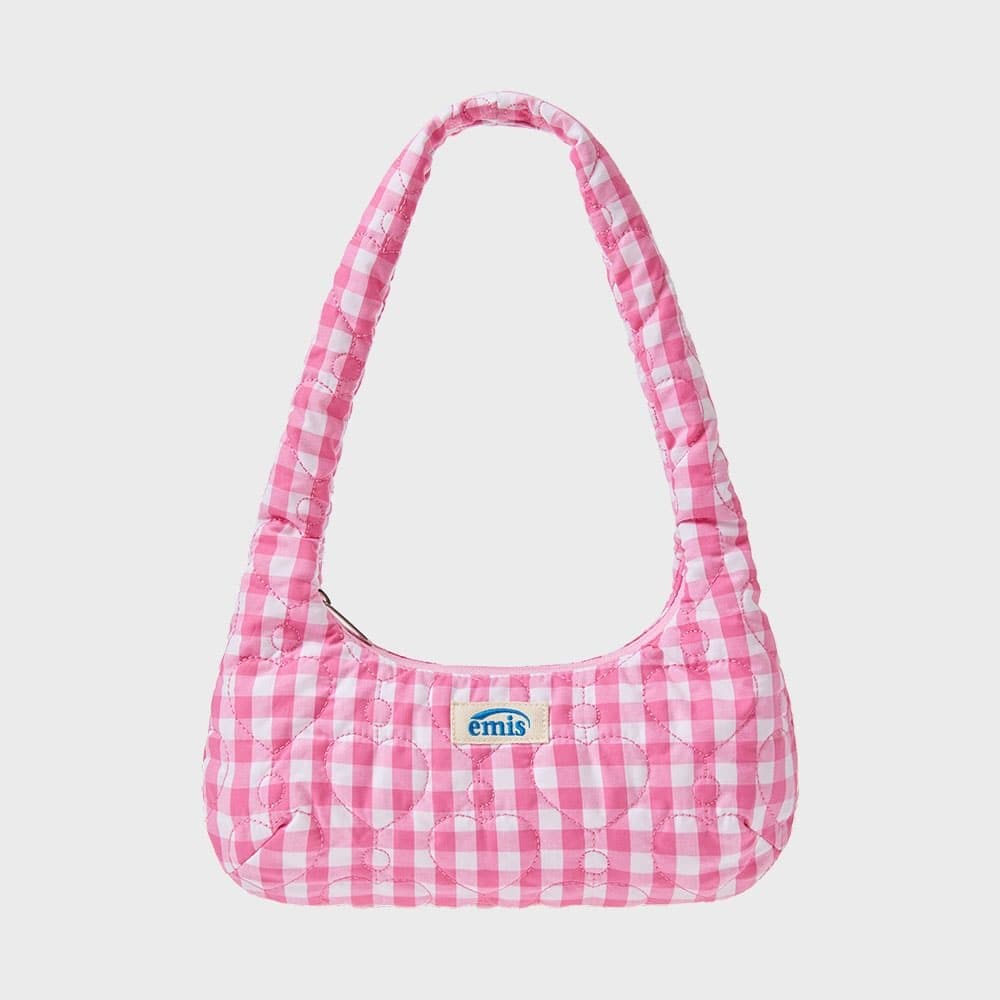 Emise ハートキルトショルダーバッグ-ピンク