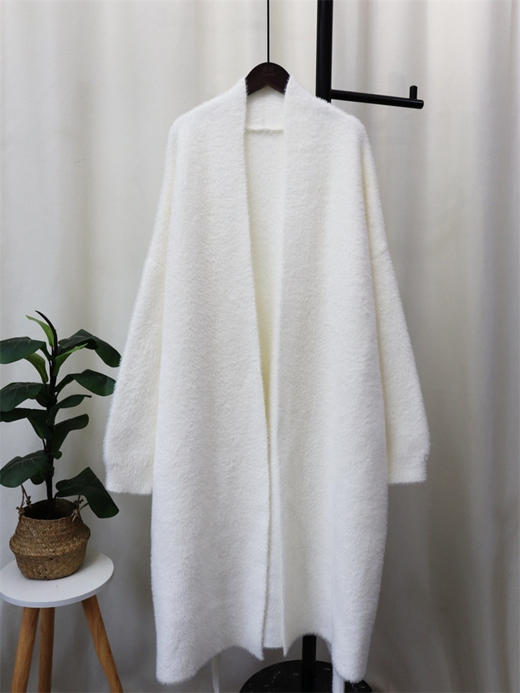スタイル ニットトップス ミンクのパイル 怠惰な風 トレンド セーター コート ロング カーディガン 帯を締める 気質