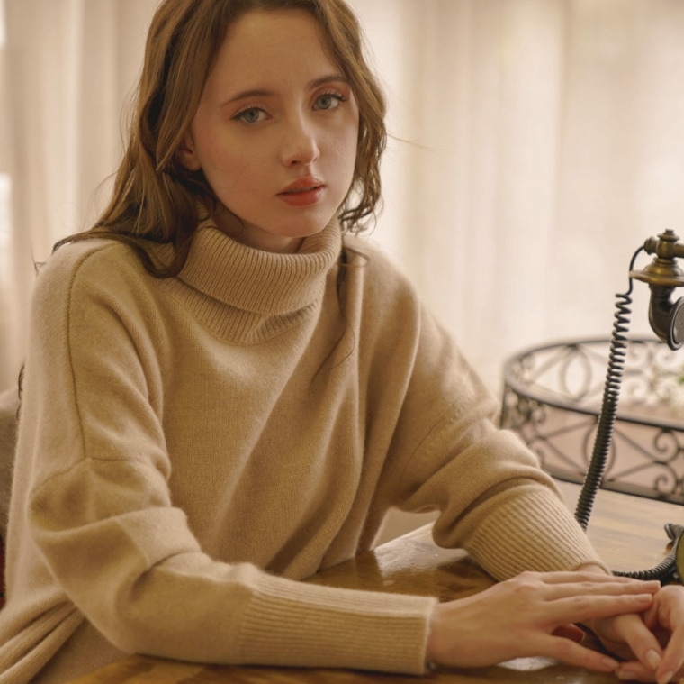 [LJ CASHMERE] Ruzfit Knit Turtle Neck_beige /cashmere100%cashmere