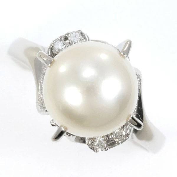 PT900 プラチナ リング 指輪 22号 パール(真珠) 約10mm ダイヤ ジュエリー 中古