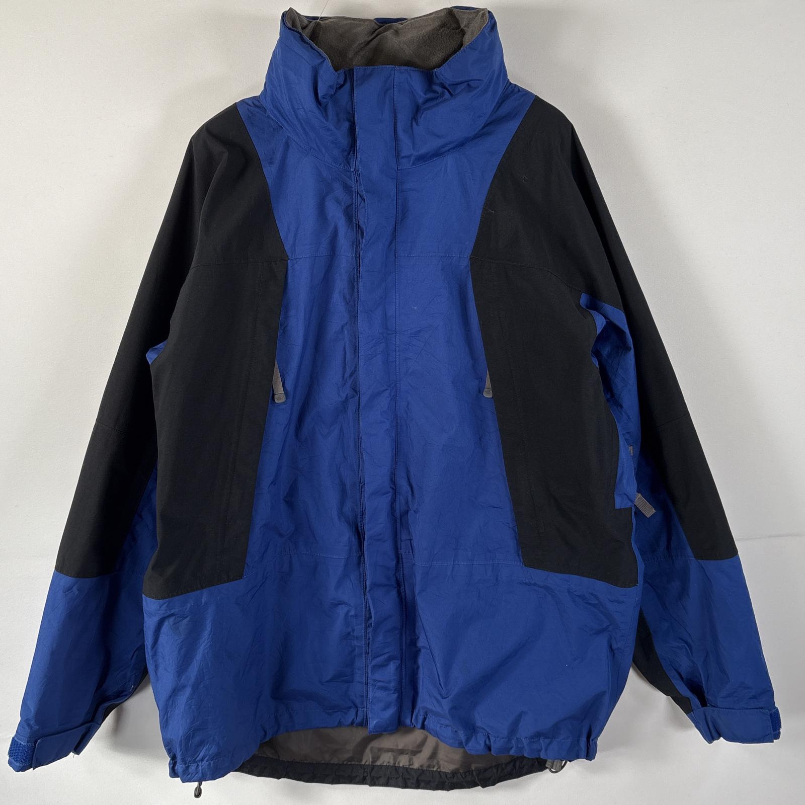 古着 ナイロンジャケット ゴアテックス ワンポイントロゴ刺繍 L ブルー ブラック ツートン メンズ