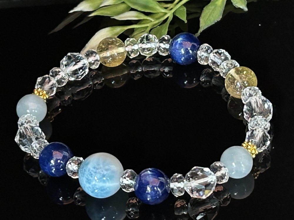 ラリマー&カイヤナイト　11.5mm　天然石ブレスレットパワーストーン