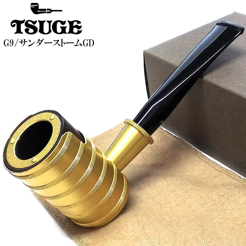 パイプ 喫煙具 TSUGE サンダーストーム ゴールド ツゲ おしゃれ 風防付タンカード タバコ パイプ本体 9mmフィルター かっこいい 高級 メンズ ギフト プレゼント