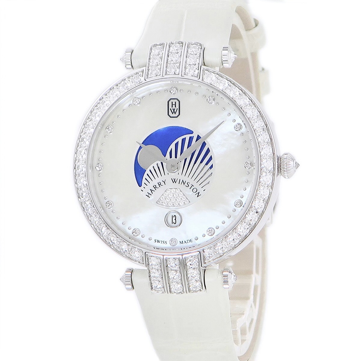 プルミエール ムーンフェイズ PRNQMP36WW001 クオーツ レディース K18WG無垢 純正ダイヤ シェル 3年保証