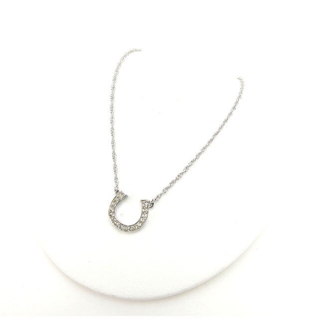 ネックレス ペンダント アクセサリー ラインストーン付き シルバー クリア 中古