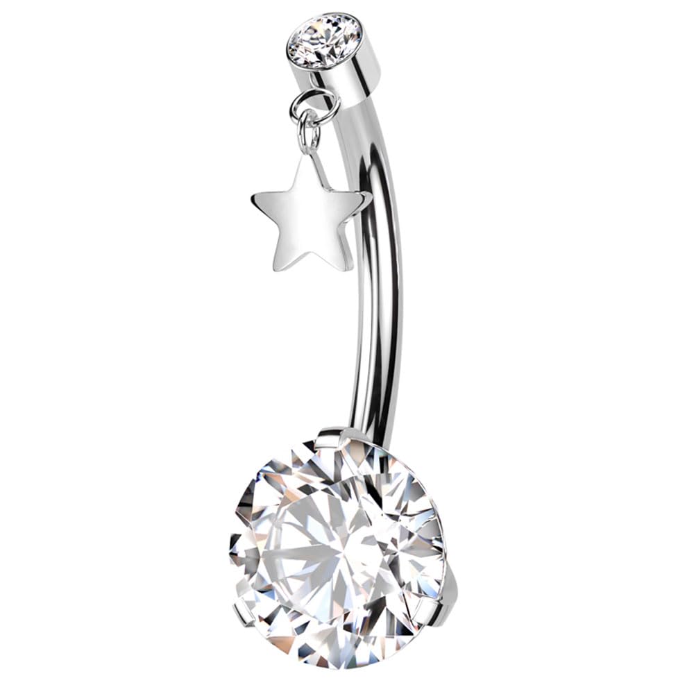 [HSP] インプラントグレードチタン ラウンドジュエル CZ プッシュ バナナバーベル 14G