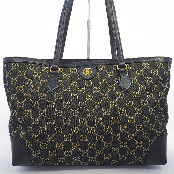 【新品同様】グッチ オフィディア　GG　ゴールド金具 GGデニム レディース 【トートバッグ】