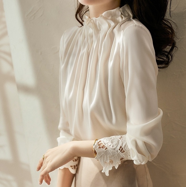 【好評続々】写真通りカジュアル ラウンドネック エレガント 気質よい 目立つ シャツブラウス