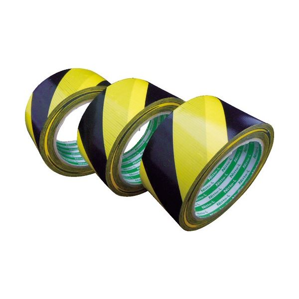 （まとめ）日東エルマテリアル プリント養生テープ P-YB 50mmx25m 黄/黒[x20]