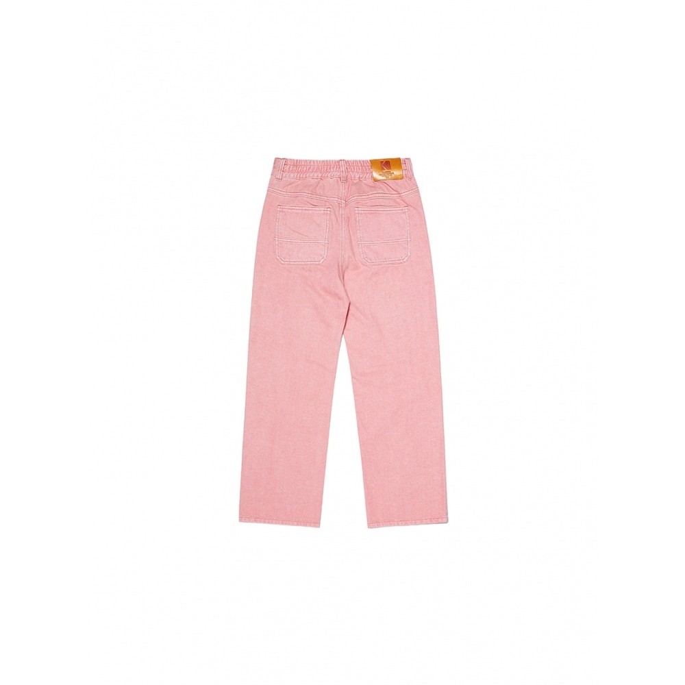 コダックカラーデニムストレートパンツ女性用ピンク