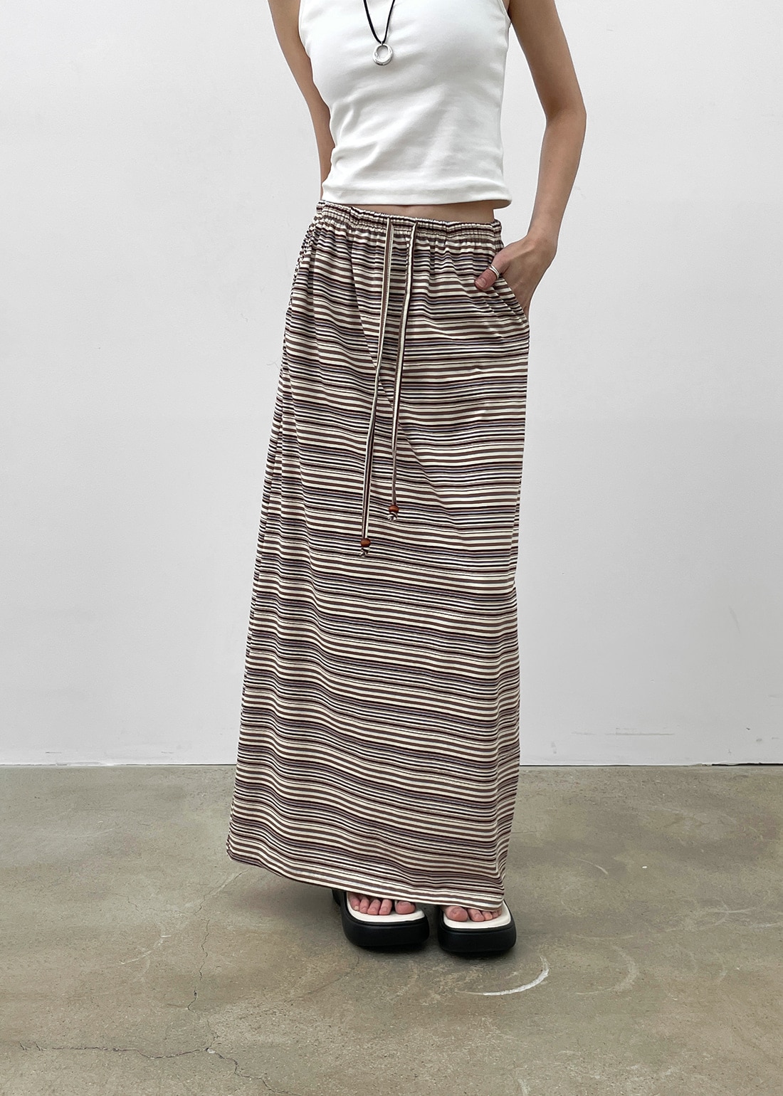 ディラムエスニックストライプロングスカート