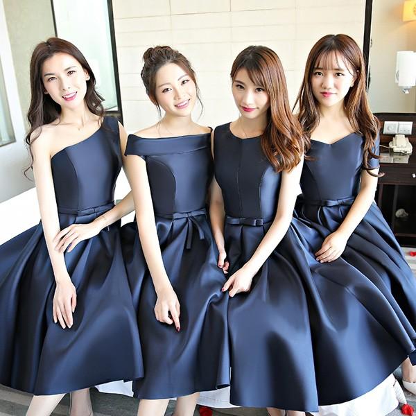 ネイビードレス ミモレ丈ドレス ネイビードレス 花嫁 ドレス ワンピース 小さいサイズ 大きいサイズ 結婚式 花嫁