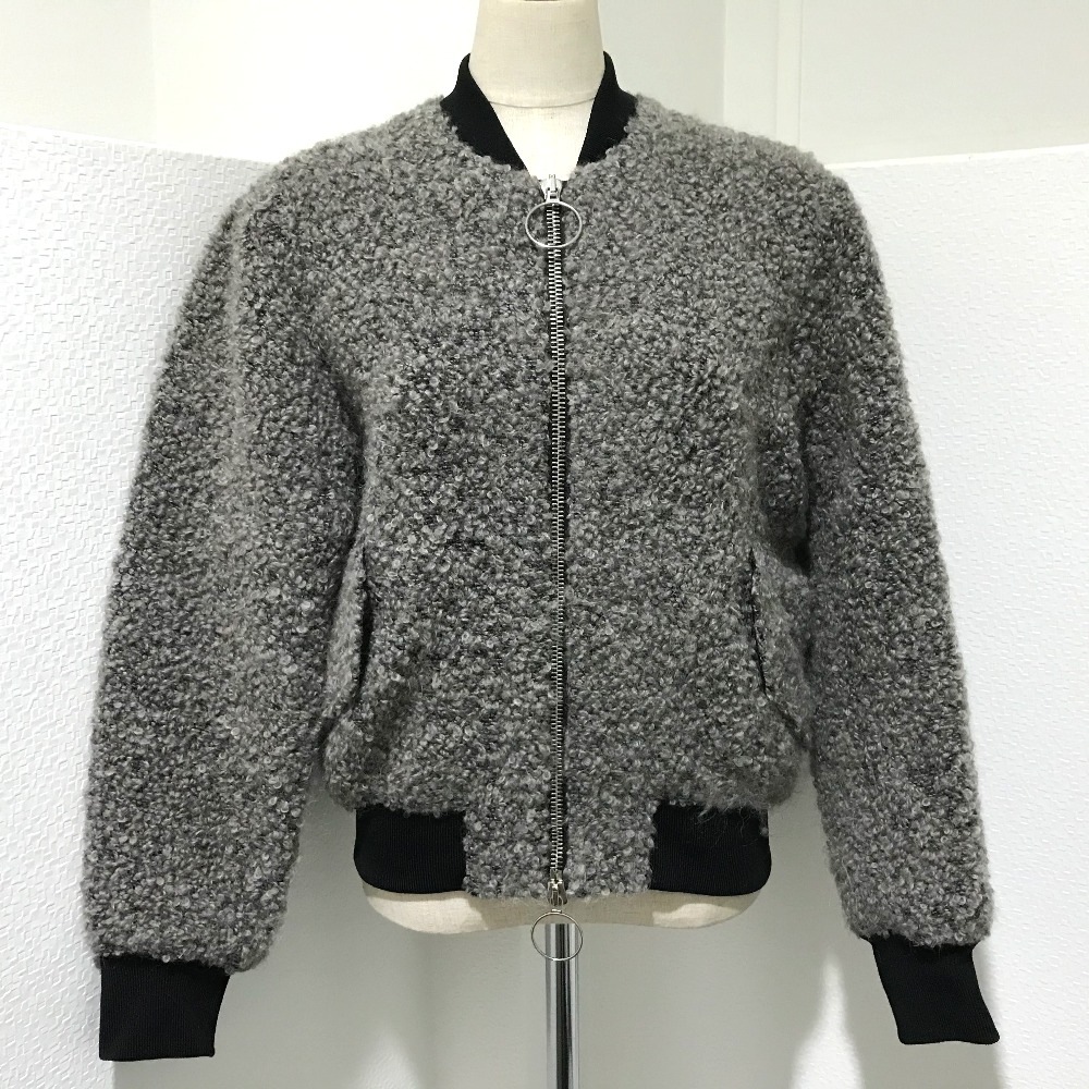 ACNE STUDIOS アクネストゥディオズ ブルゾンジャケット 14AW TYSON BOUCLE MA-1 ウールブルゾン 上着 ボンバージャケット ウール グレー系