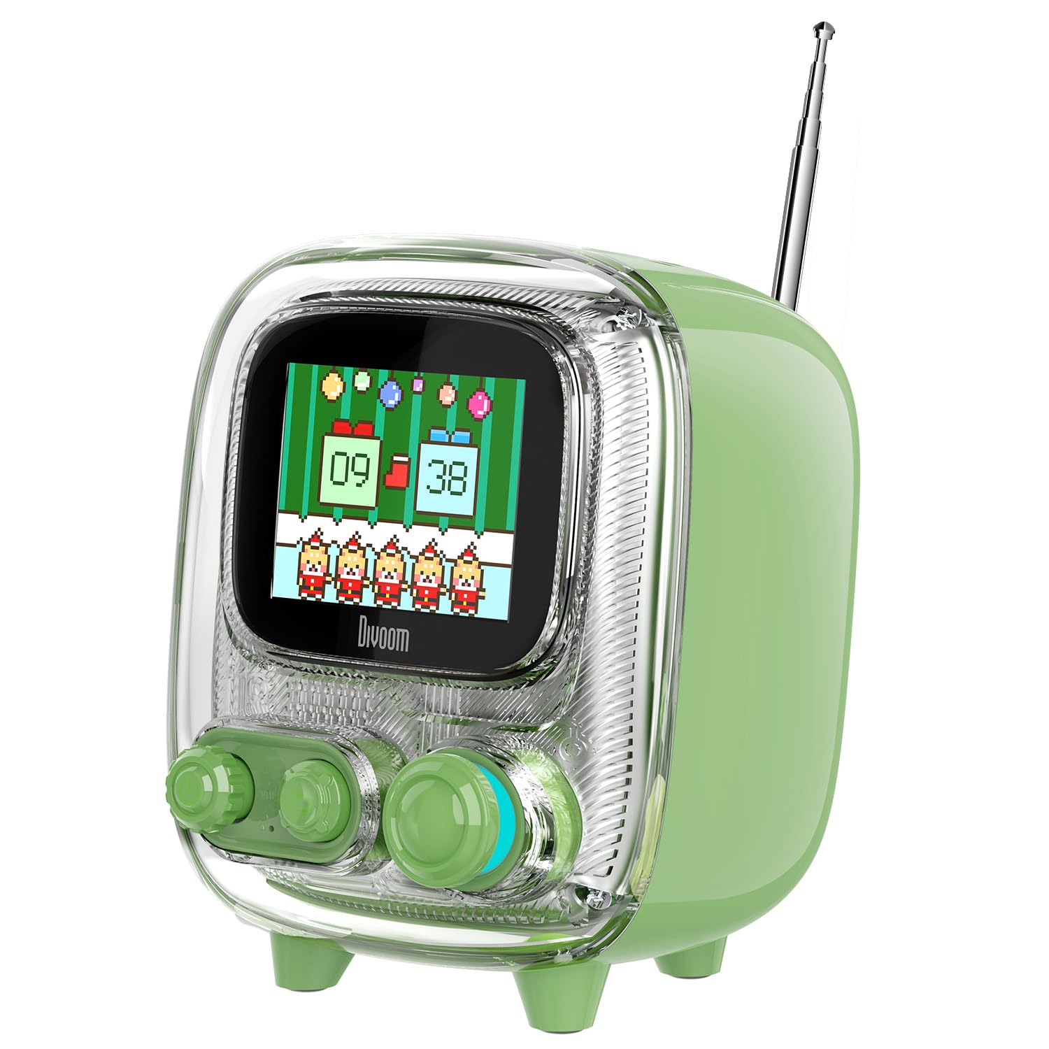 Divoom Tiivoo-2 レトロ Bluetooth スピーカー 付FM ラジオスピーカー 可愛い/ワイヤレス スピーカー 小型 おしゃれ/多機能オ ピクセルアート/時計/アルバムアップロードで