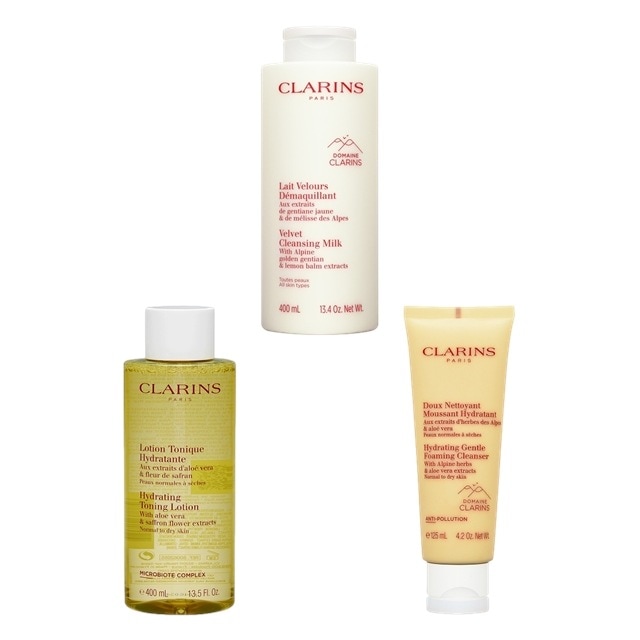 クラランス ノーマルドライ肌向けスキンケアセット / クレンジング ミルク 400ml とクレンザーSP 125ml と トーニング ローション SP 400ml