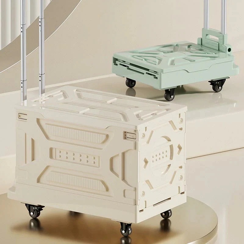 贩売促进 折りたたみキャリーカート ショッピングカート コンテナキャリー 買い物カート 台車 蓋付き アウトドア キャンプ用 携帯便利 座れる コンパクト 大容量 簡単組立て 軽量 4輪 キャリーカー