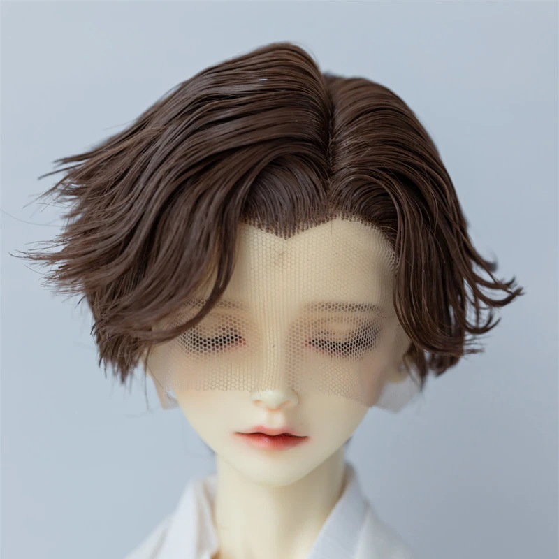 BJD 1/3 ドールウィッグ 手入れ ショート ブラウン 高温糸 SD/小顔SDサイズ球体関節人形用
