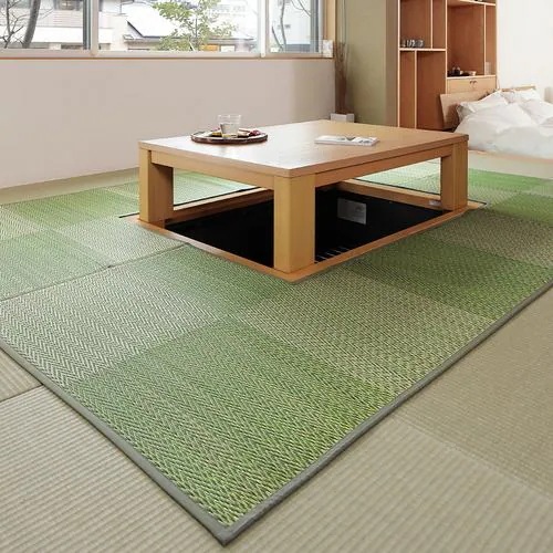【メーカー直送品】萩原 掘りごたつ対応い草ラグ 約191×250cm グリーン