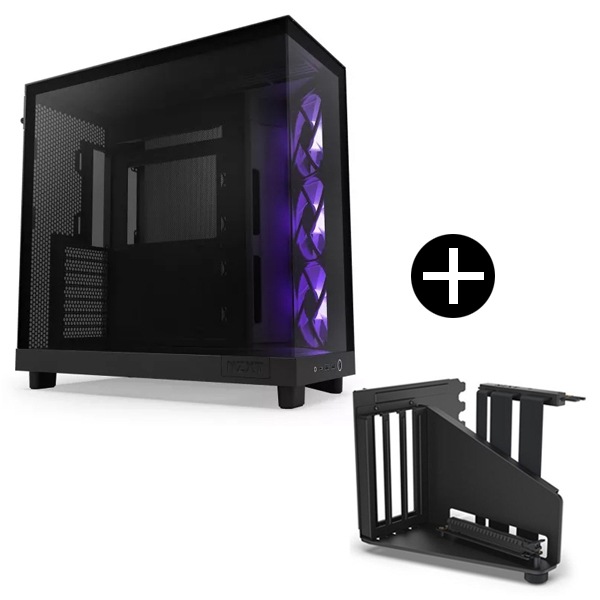 CC-H61FB-R1 ブラック H6 Flow RGB ミドルタワーケース + AB-RH175-B1 ブラック 垂直型GPUホルダー&ライザーケーブル (PCIE4.0x16) セット