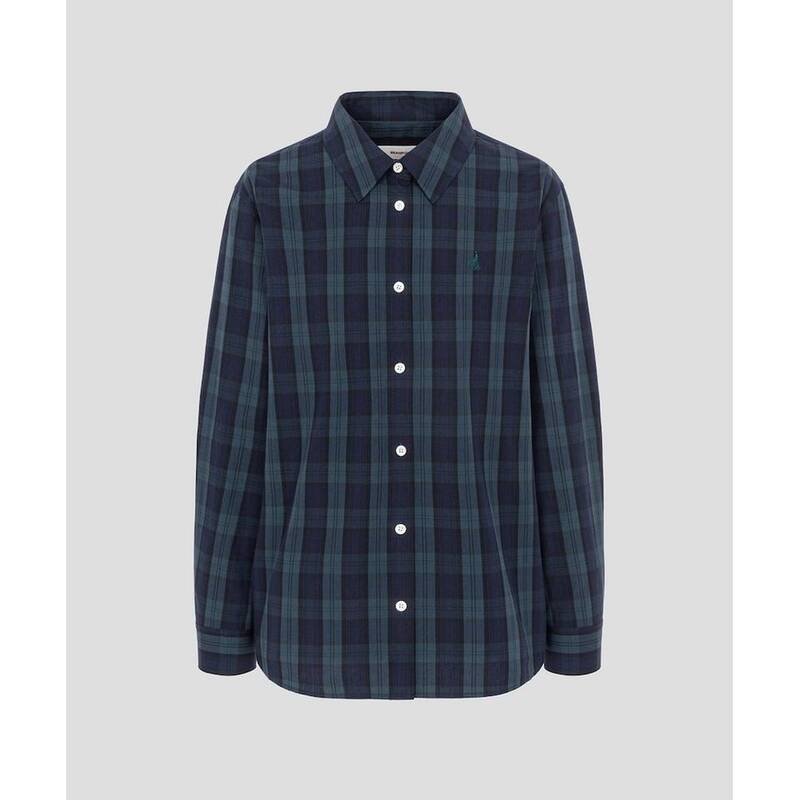 BEANPOLE LADIES タータンチェック セミオーバーフィットシャツ ネイビー (BF6264C09R) BF6264C09R 406032