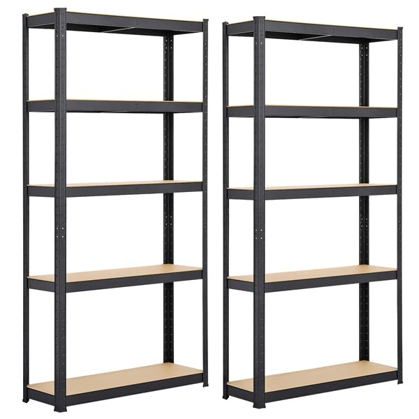 Yaheetech スチールラック キッチンラック 5段 幅90 奥行30 高さ180 手袋付き メタルラック 高さ調整可能 自由に組み合わせ 収納棚 ステンレスラック 耐荷重棚175Kg/段 （2個