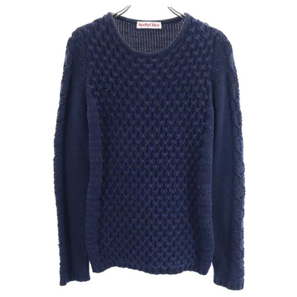 イタリア製 長袖 セーター USA 2 ネイビー系 ニット レディース