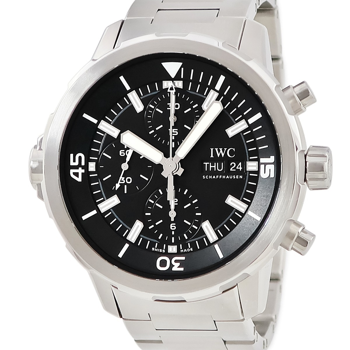 アクアタイマー クロノグラフ IW376804 自動巻き メンズ ブラック 黒 回転式インナーベゼル デイデイト 3年保証