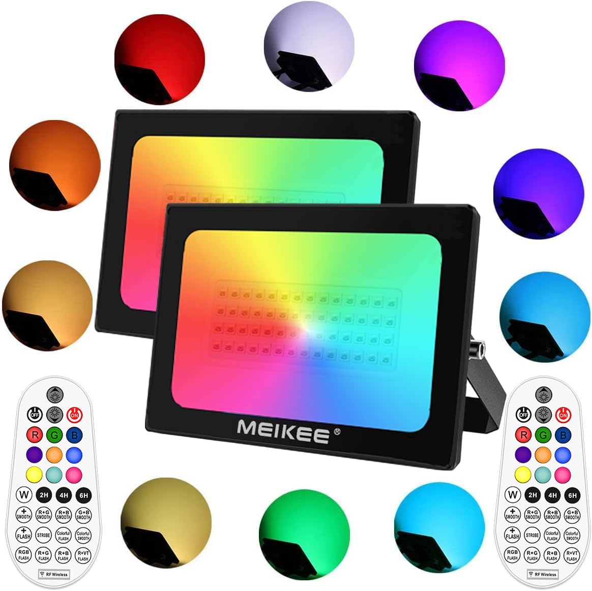 MEIKEE RGB投光器 LED 雰囲気 フラッド ライト 屋外 カラーライト 調光調節 イルミネーション 60W 舞台照明 ウォールランプ 防水 防塵 クリスマス ウェディング バー ホテル ラウ