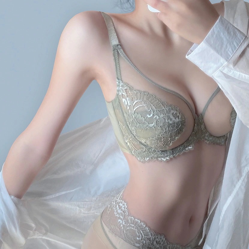 胸が小さくて薄い女性用下着夏用プッシュアップ・たるみ防止フルカップ薄ブラブラセット