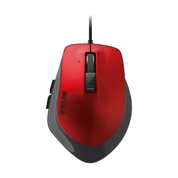 （まとめ） バッファロー 有線 BlueLEDプレミアムフィットマウス Mサイズ レッド BSMBU500MRD 1個 10セット