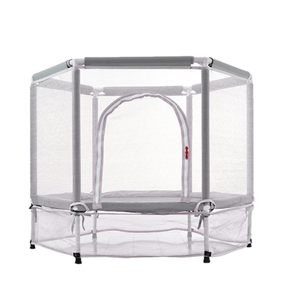 トランポリン 子供用 ベビーサークル 安全ネット付き 安全カバー セーフティネット付き スプリング式 静音 大型 家庭用 室内 スポーツ 遊具 おもちゃ　グレーベビーベッド