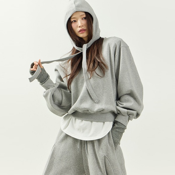 E4081 フード セット 起毛 マンツーマンTシャツ