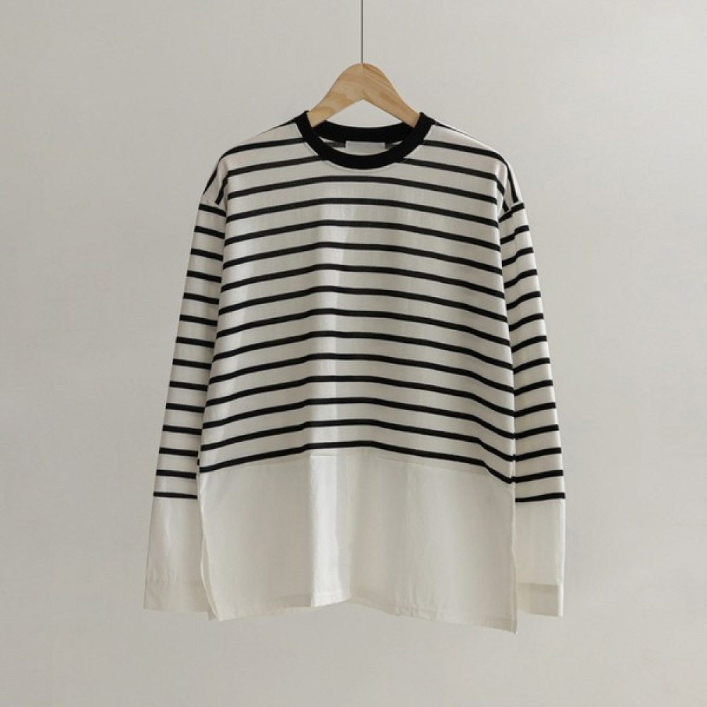 [Elysia] マダーレイヤードストライプTシャツ