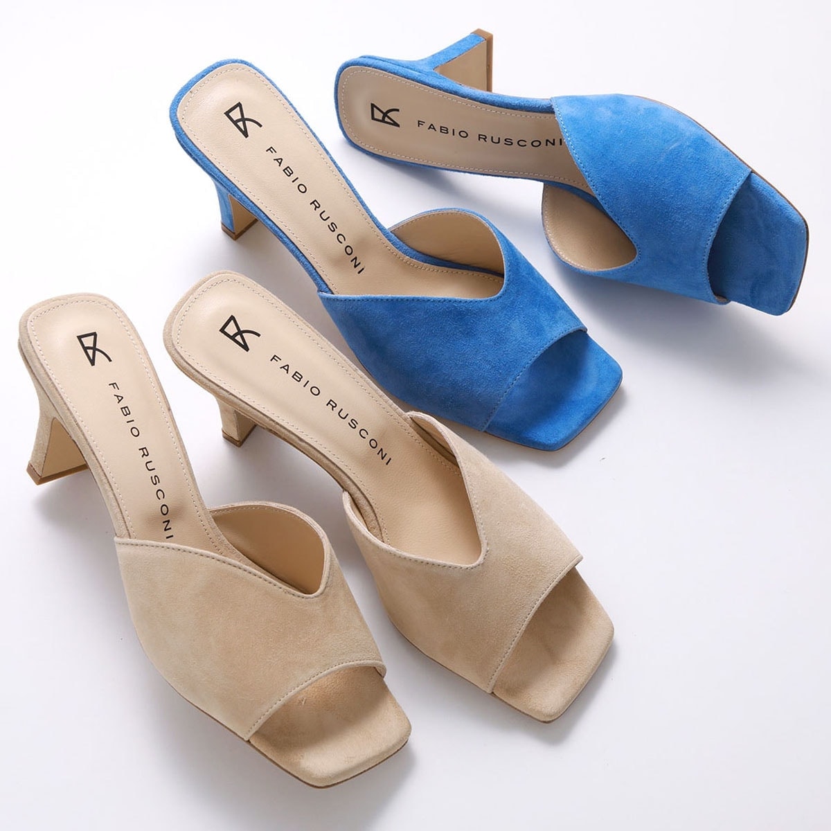 FABIO RUSCONI ファビオルスコーニ サンダル E-2508 AMALFI レディース 4.5cm ヒール スウェード スクエアトゥ シューズ 靴 カ