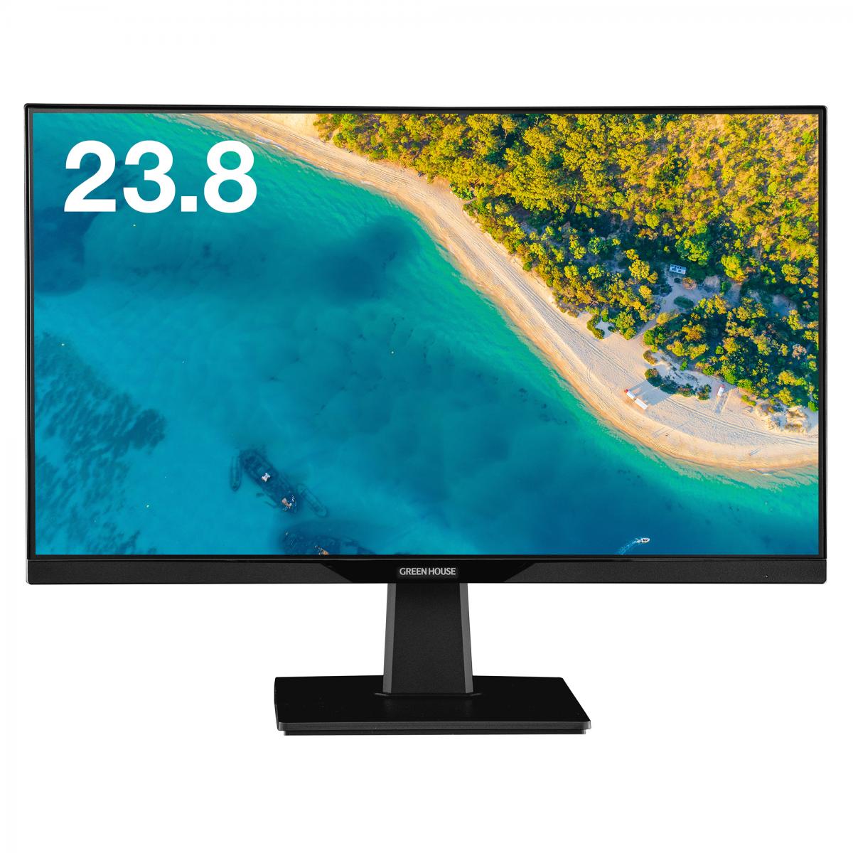グリーンハウス LED液晶ディスプレイ Type-C搭載 PD対応 23.8型 ワイドフルHD対応 GH-LCW24P-BK ワイド画面 HDMI映像入力端子搭載