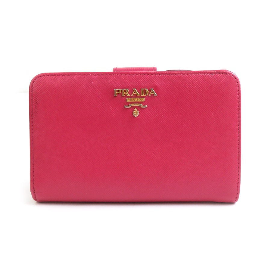 プラダ PRADA 二つ折り財布 レザー ピンク ゴールド レディース e60362a
