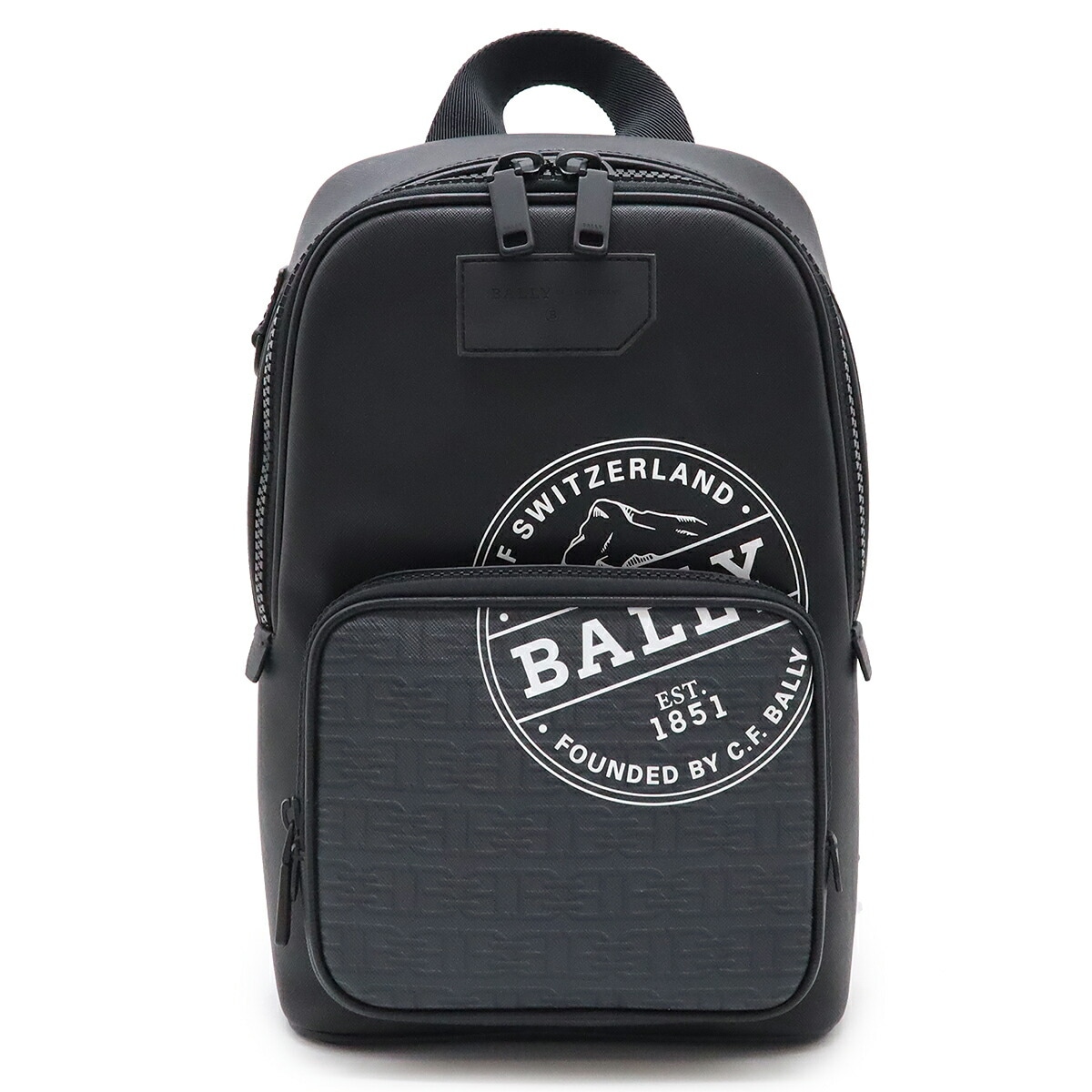 SIHORN ボディバッグ ショルダーバッグ スリングバッグ ロゴプリント コーテッドキャンバス レザー ブラック 黒 グレ