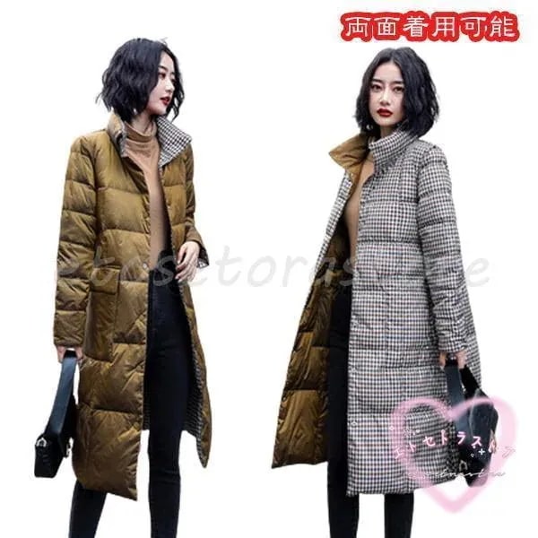 超目玉品ダウンコートレディースロング丈スプリングコートダウンジャケットエレガントアウターおしゃれカジュアル詰襟秋冬防寒防風