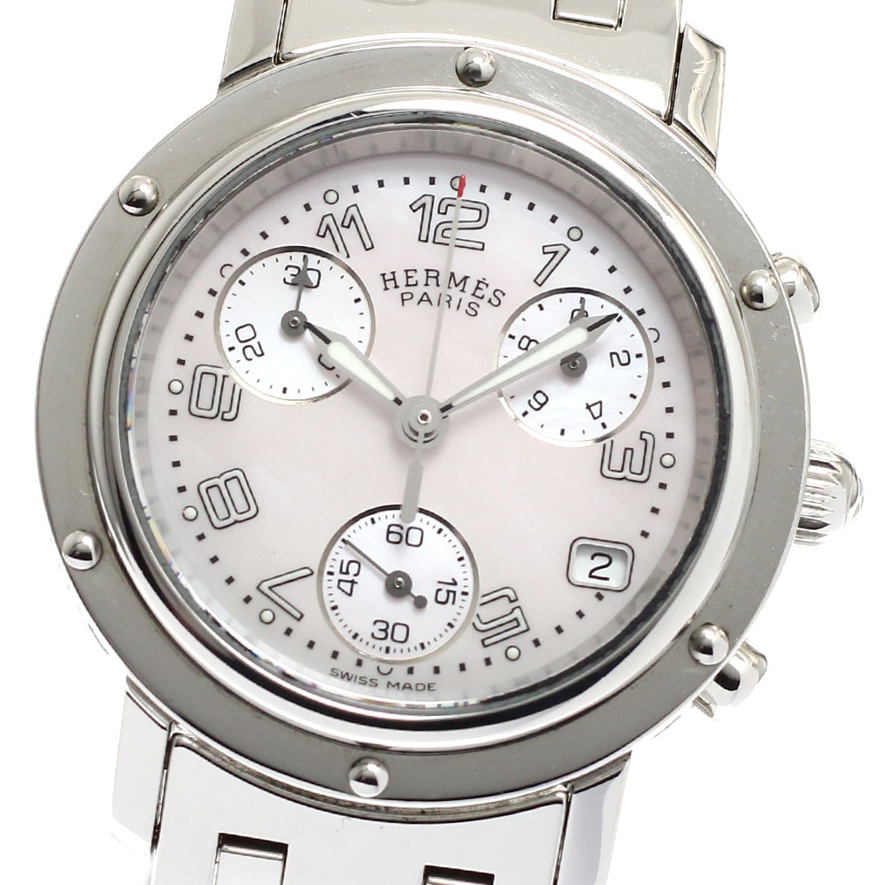 エルメス HERMES CL1.310 クリッパークロノ デイト クォーツ レディース 良品 _917175【中古】