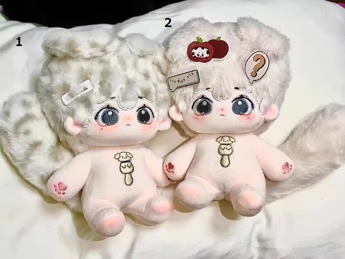 20cm 無属性ぬいぐるみ　コットン ドール　棉花娃娃　本体のみ　スケルトン有 耳　磁器しっぽ付き